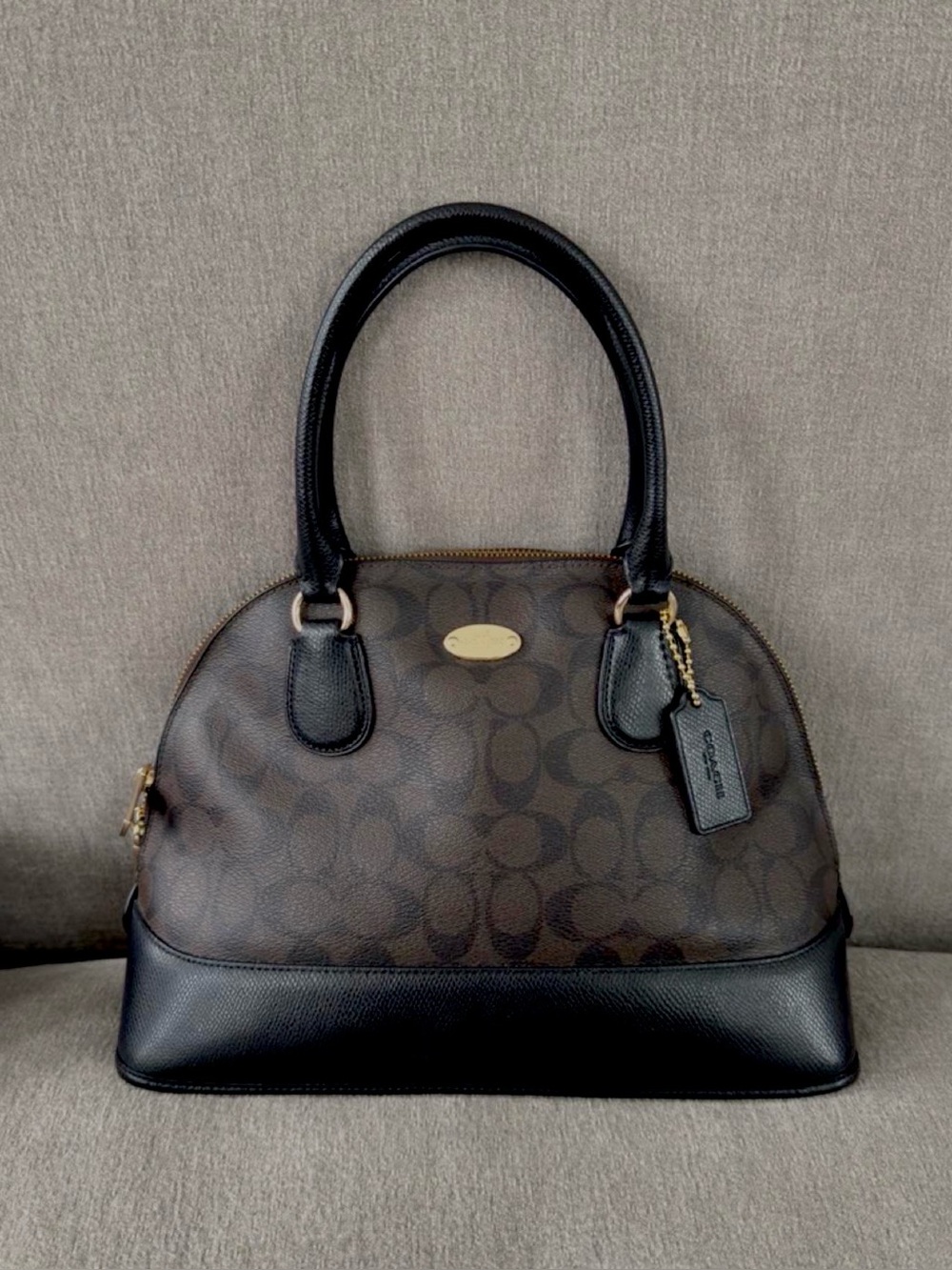 Coach Brown & Black Logo Dome Satchel